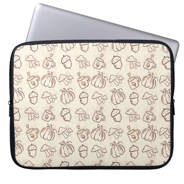 Aesthetic Autumn Doodle Pattern Laptop Sleeve ラップトップスリーブ (正面)