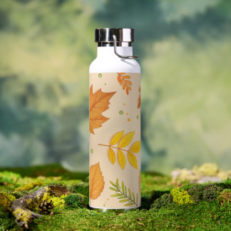 "Aesthetic Autumn Leaves Pattern Water Bottle"  ウォーターボトル