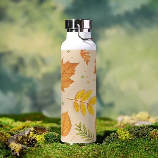 "Aesthetic Autumn Leaves Pattern Water Bottle"  ウォーターボトル (アウトドア (回転後))