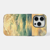 Aesthetic Beach Sunset Watercolor Custom Name iPhoneケース (裏面横)