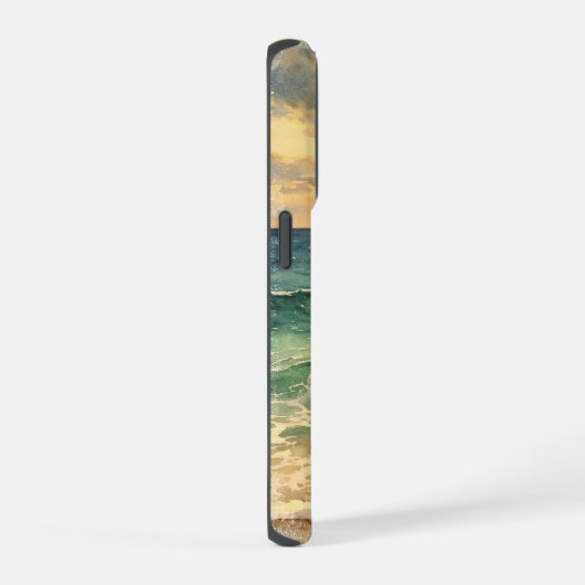 Aesthetic Beach Sunset Watercolor Custom Name iPhoneケース (右側面)