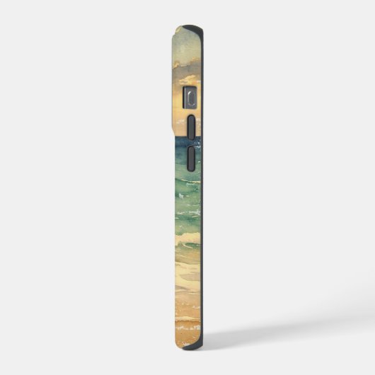 Aesthetic Beach Sunset Watercolor Custom Name iPhoneケース (左側面)