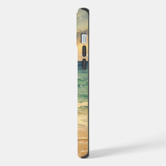 Aesthetic Beach Sunset Watercolor Custom Name iPhoneケース (左側面)
