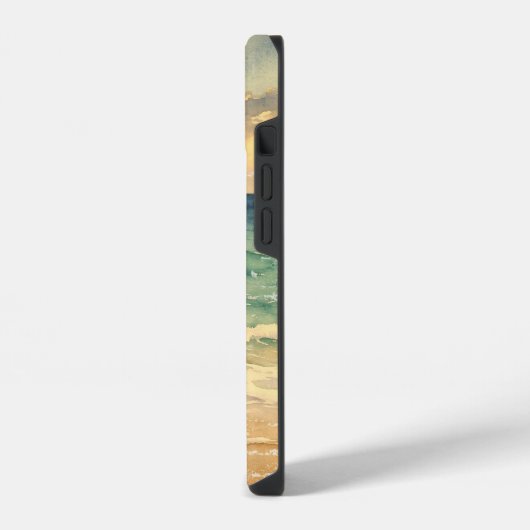Aesthetic Beach Sunset Watercolor Custom Name iPhoneケース (左側面)