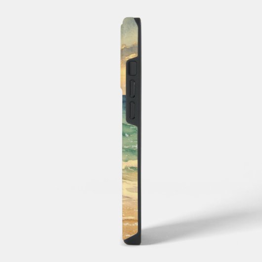 Aesthetic Beach Sunset Watercolor Custom Name iPhoneケース (左側面)