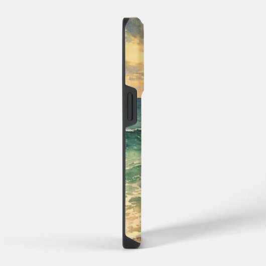 Aesthetic Beach Sunset Watercolor Custom Name iPhoneケース (右側面)