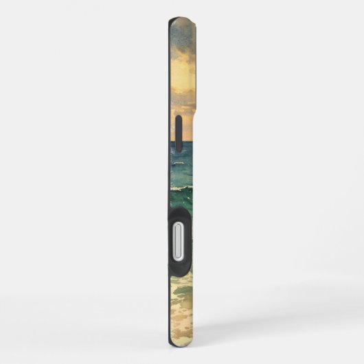 Aesthetic Beach Sunset Watercolor Custom Name iPhoneケース (右側面)