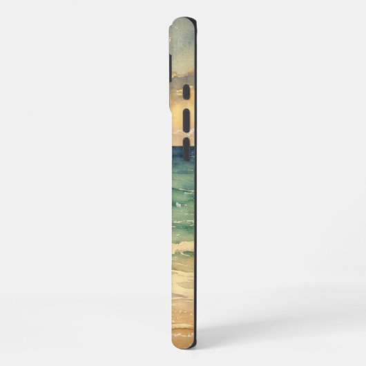 Aesthetic Beach Sunset Watercolor Custom Name iPhoneケース (左側面)