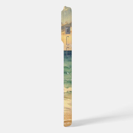 Aesthetic Beach Sunset Watercolor Custom Name iPhoneケース (左側面)