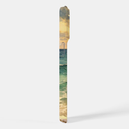 Aesthetic Beach Sunset Watercolor Custom Name iPhoneケース (右側面)