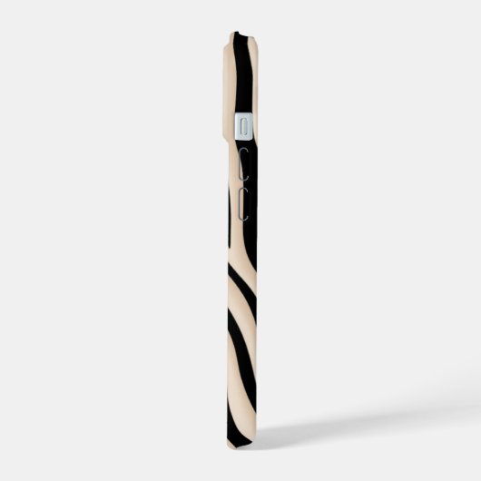 Aesthetic Beige and Black Zebra Stripe Pattern iPhone 15ケース (左側面)