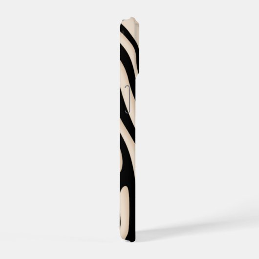 Aesthetic Beige and Black Zebra Stripe Pattern iPhone 15ケース (右側面)