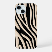 Aesthetic Beige and Black Zebra Stripe Pattern iPhone 15ケース (裏面)