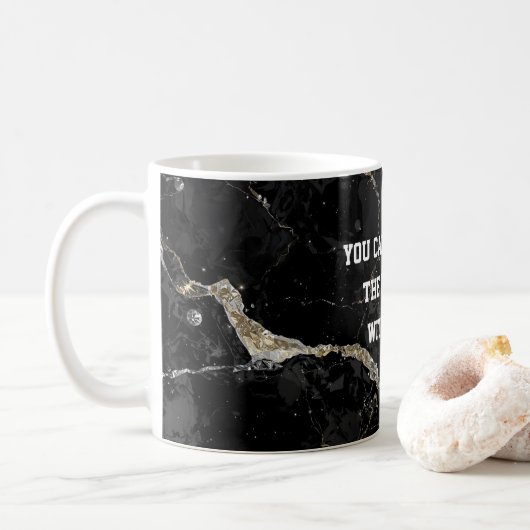 Aesthetic Black&gold Kintsugi with subtle humor コーヒーマグカップ (ドーナツ)