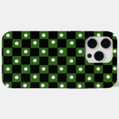 Aesthetic black green checkerboard with retro dot Case-Mate iPhoneケース (裏面 (横))