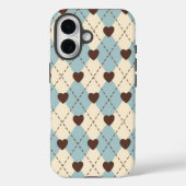 Aesthetic Blue,Cream Argyle Heart Pattern cover Case-Mate iPhoneケース (裏面)