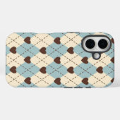 Aesthetic Blue,Cream Argyle Heart Pattern  cover Case-Mate iPhoneケース (裏面 (横))