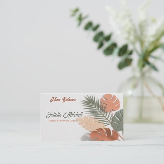 Aesthetic Boho Tropical Wellness Coach Card 名刺 (スタンド正面)