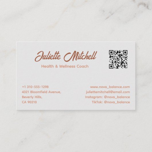 Aesthetic Boho Tropical Wellness Coach Card 名刺 (裏面)