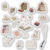 Aesthetic Book & Flower Stickers シール (正面)