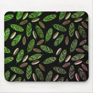 Aesthetic Botanical Black& Green Mouse Pad マウスパッド