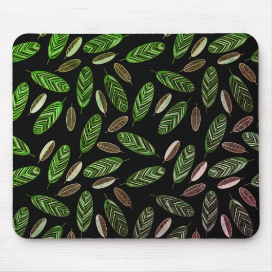 Aesthetic Botanical Black& Green Mouse Pad マウスパッド (正面)