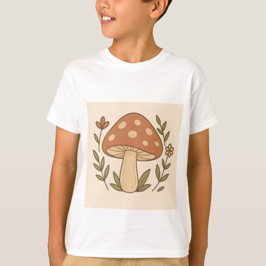 Aesthetic Botanical Mushroom T-Shirt Tシャツ (正面)