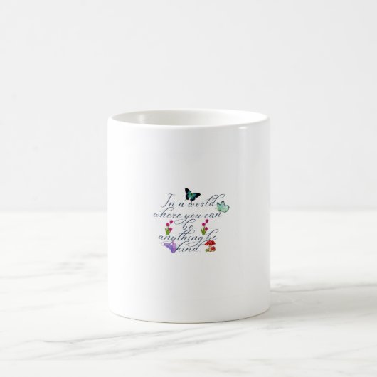 Aesthetic Butterflies Flowers Be Kind 引用 コーヒーマグカップ (中央)
