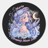 Aesthetic Cancer Zodiac Anime Sticker ラウンドシール (正面)