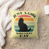 Aesthetic Cat Silhouette Retro Throw Pillow クッション (ブランケット)
