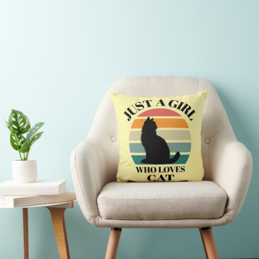 Aesthetic Cat Silhouette Retro Throw Pillow クッション (椅子)