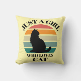 Aesthetic Cat Silhouette Retro Throw Pillow クッション
