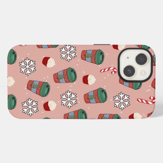 Aesthetic Christmas Mistletoe Coffee iPhoneケース (裏面横)