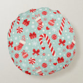 Aesthetic Christmas Pattern Candy ラウンドクッション (裏面)