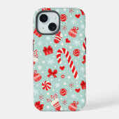 Aesthetic Christmas Pattern Candy iPhone 15ケース (裏面)