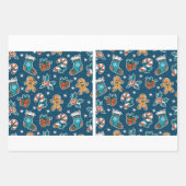 Aesthetic Christmas Pattern Santa Candy ラッピングペーパーシート (正面3)