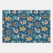 Aesthetic Christmas Pattern Santa Candy ラッピングペーパーシート (正面2)