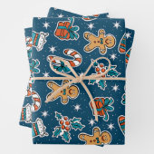 Aesthetic Christmas Pattern Santa Candy ラッピングペーパーシート (インサイチュ)