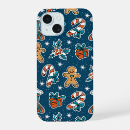 Aesthetic Christmas Pattern Santa Candy iPhone 15ケース