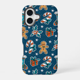 Aesthetic Christmas Pattern Santa Candy iPhone 16ケース