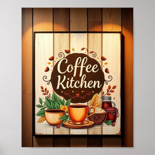 Aesthetic Coffee Kitchen Minimalist Wall Art ポスター (正面)