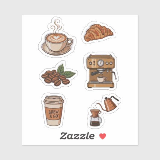 Aesthetic Coffee Shop Sticker Pack シール (シート)
