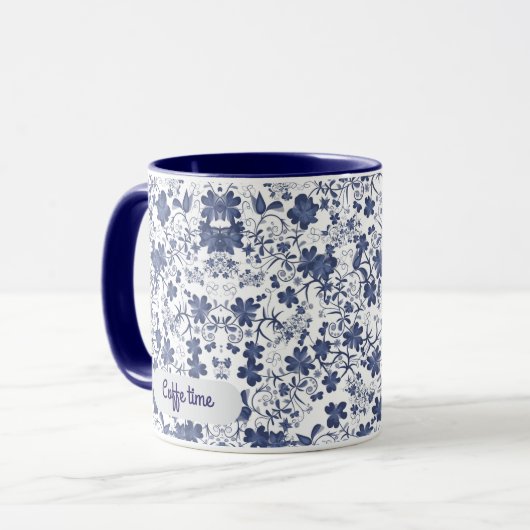 Aesthetic Coffee Time Floral Mug マグカップ (正面左)