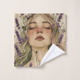 Aesthetic Cottagecore Girl Art Print ウォッシュタオル