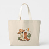 Aesthetic Cowgirl  Pastel Western Desert Vibes  ラージトートバッグ (裏面)