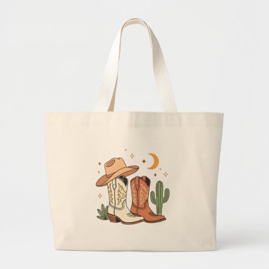 Aesthetic Cowgirl  Pastel Western Desert Vibes  ラージトートバッグ (正面)