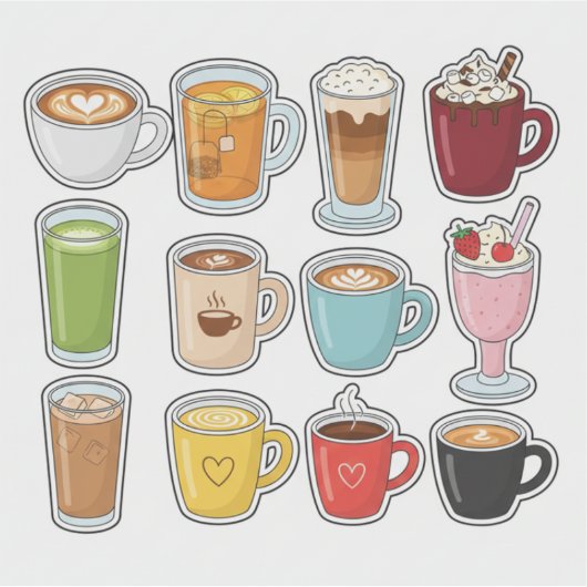 Aesthetic Cozy Beverages Mug Collection シール (正面)