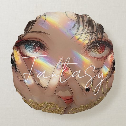 Aesthetic / Dark Fantasy Girl ラウンドクッション (正面)