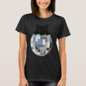 Aesthetic Disco Ball Winter Snow Black Cat Disco C Tシャツ (正面)