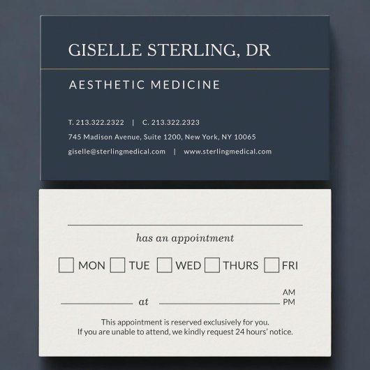 Aesthetic Doctor Office Appointment Reminder 予約カード